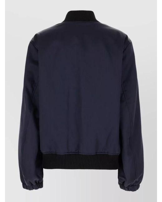 Off-White c/o Virgil Abloh Blue Acetate Blend Padded Bomber Jacket