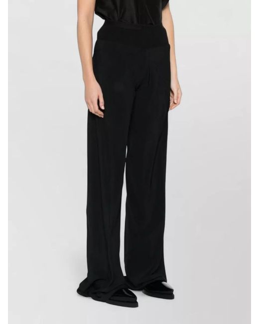 Rick Owens Black Silk Wide-Leg Trousers