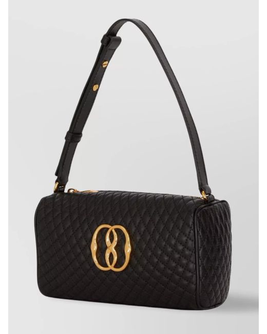 Bally Black Quilted Leather Shoulder Bag With Adjustable Strap