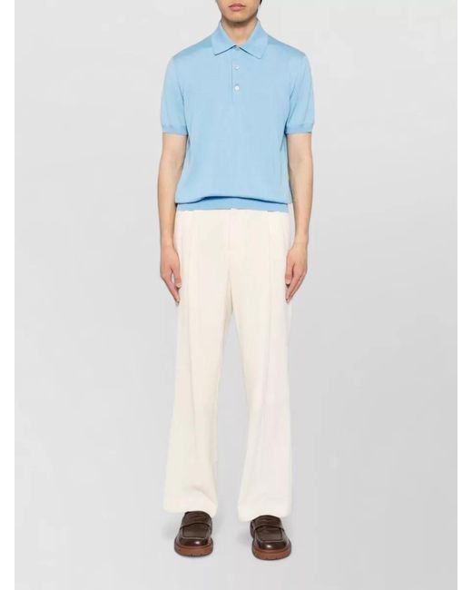 Tom Ford Blue Nylon Blend Silk Polo Collar Shirt for men