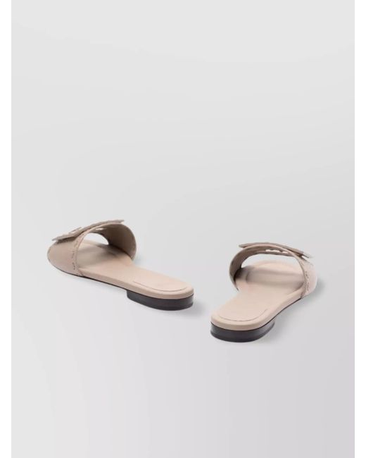 Fendi Natural Leather Baguette Slides