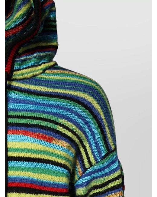 Dolce & Gabbana Green Cotton Hooded Pullover Sweater Striped Knit for men