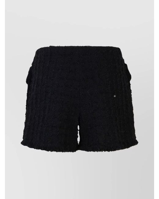 Versace Black Bouclé Tweed Thigh-Length Shorts