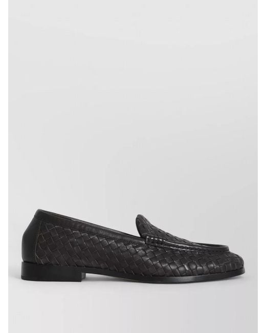 Bottega Veneta Black Silenzio Nappa Leather Loafers Intrecciato for men