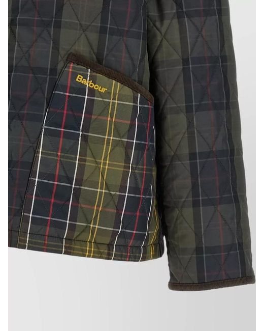 Barbour Black Liddesdale Quilted Coat Contrast Collar Pockets