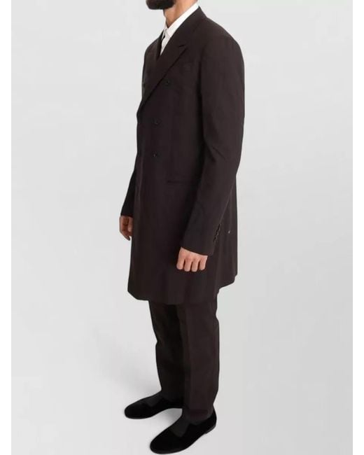 Dolce & Gabbana Black Wool Stretch Long Double Breasted Suit Coat for men