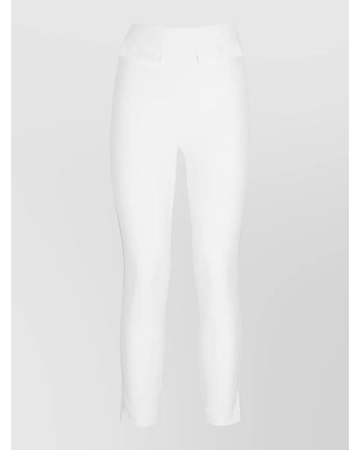 Elisabetta Franchi White High Waist Cropped Trousers Front Flap Pockets