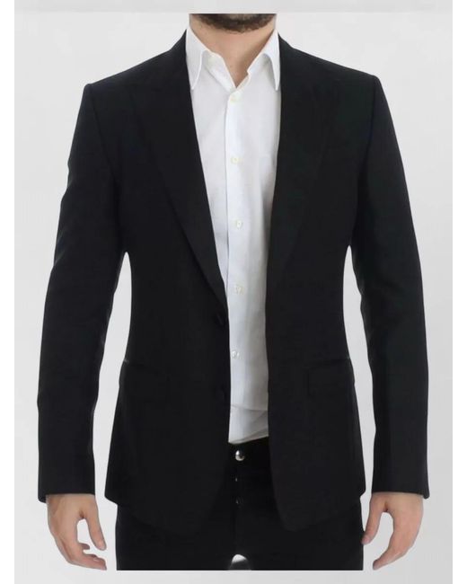 Dolce & Gabbana Blue Wool Silk Sicilia Tailored Blazer for men