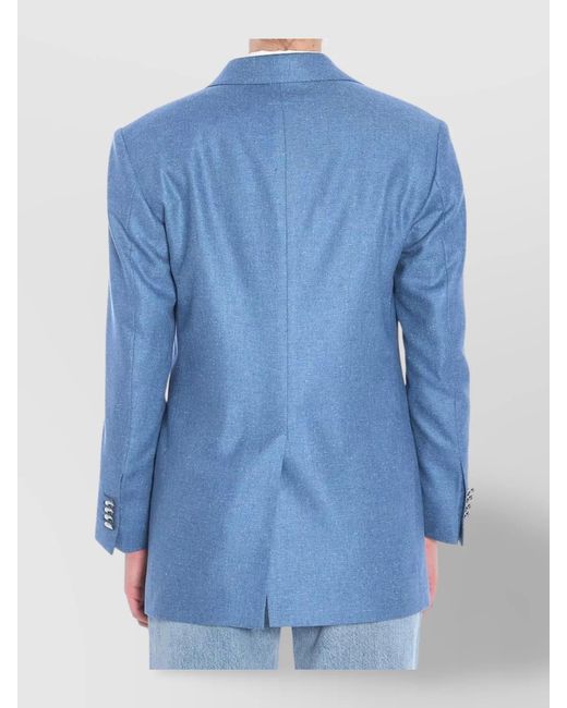 Tagliatore Blue Silk Single-Breasted Blazer