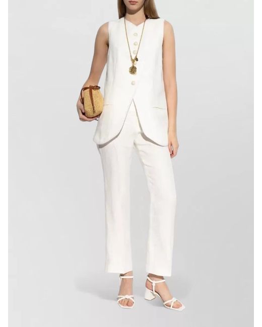 Etro White Linen Button-Down Waistcoat