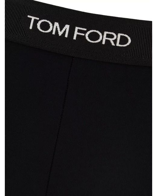 Tom Ford Black Stretch Modal Cropped Length Leggings Trousers
