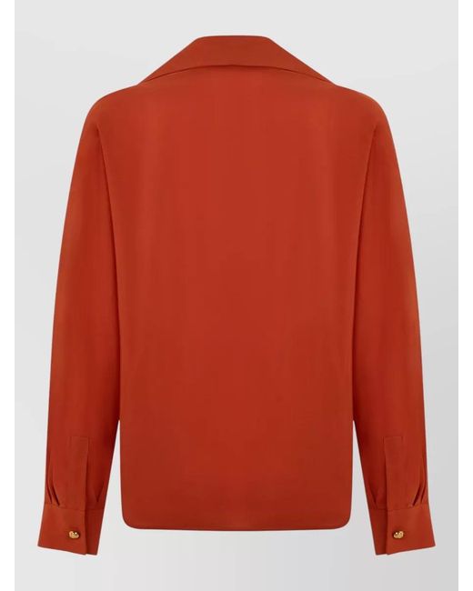 Max Mara Red Long Sleeve V Neck Casual Shirt