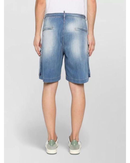 DSquared² Blue Denim Shorts Belt Loops Cargo Pockets for men
