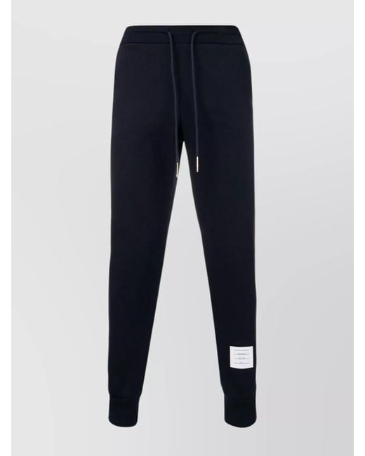 Thom Browne Blue Cotton Tapered Cropped Track Pants for men