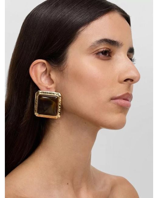 Self-Portrait Brown Enamel Stud Earrings