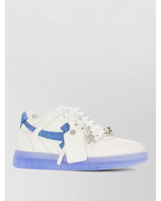 Off-White c/o Virgil Abloh Blue Leather Low Top Sneakers Glitter Accents