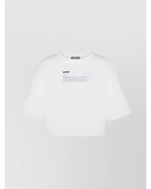 Moschino White Printed Cropped T-Shirt