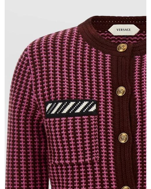 Versace Red Wool Crochet Cardigan