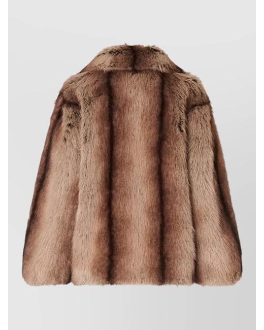 Pinko Brown Faux Fur Casual Mid Length Winter Coat