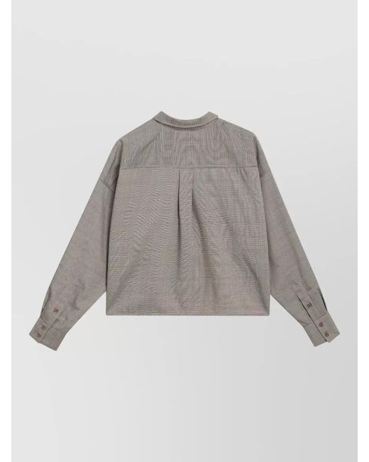 Frankie Shop Gray Checked Jacket Collared Neck Long Sleeves