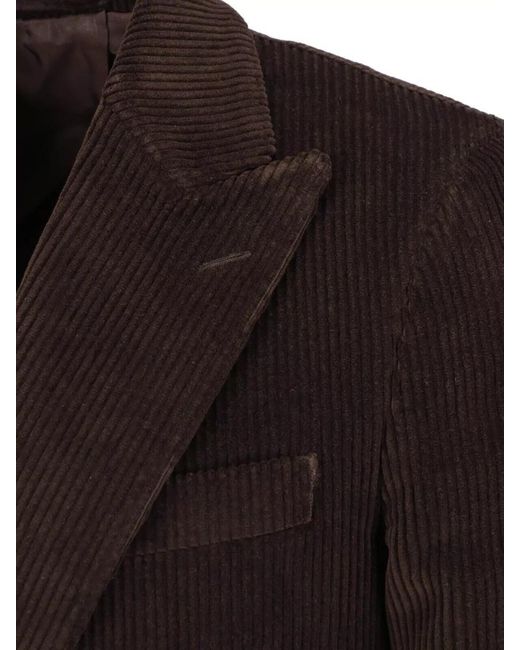 Lardini Black Corduroy Double Breasted Blazer Four Button Cuff for men