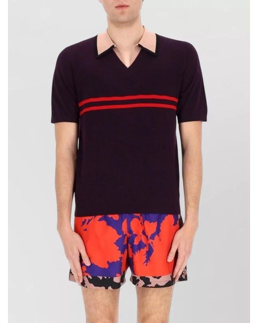 Dries Van Noten Blue Wool Polo Shirt for men
