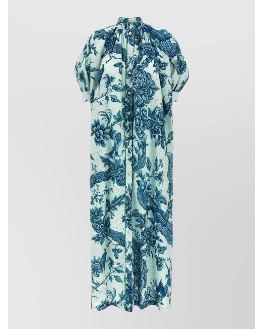 F.R.S For Restless Sleepers Blue Cotton Floral-Print Maxi Dress