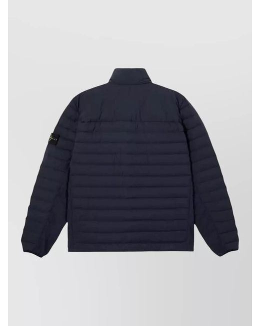 Stone Island Blue Long Padded Coat High Neck Quilting for men