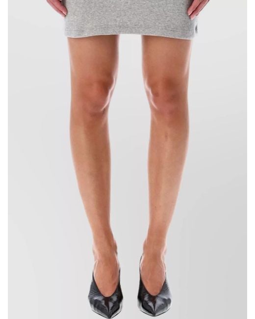 MARINE SERRE Blue Ribbed Long-Sleeve Mini Dress