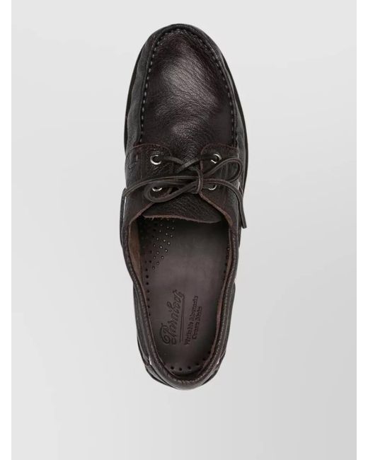 Paraboot Black Boat Shoes Lace Up Rubber Sole Design for men