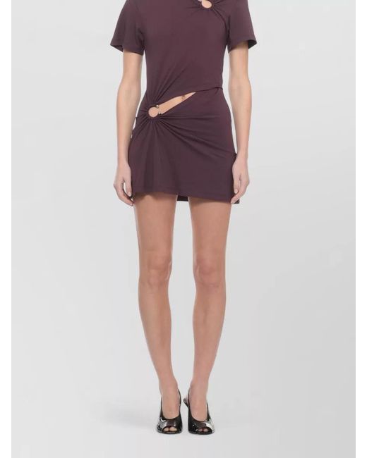 Rabanne Purple Cotton Cutout Mini Dress
