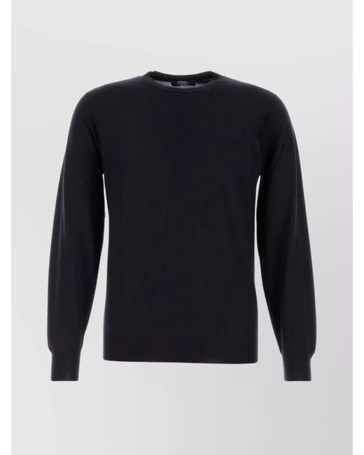 Fedeli Blue Virgin Wool Sweater for men