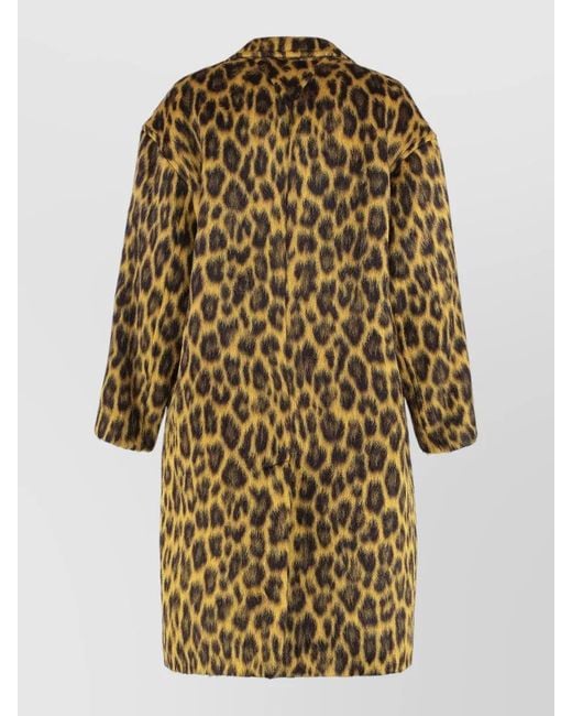 Bottega Veneta Multicolor Leopard Pattern Alpaca Wool Long Coat