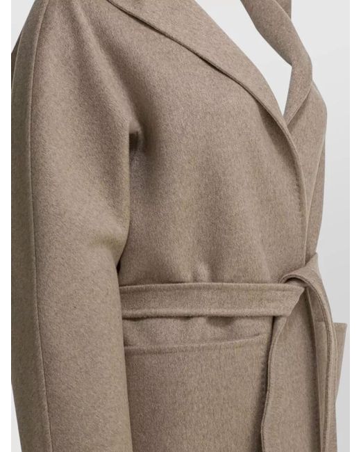 Max Mara Brown Jacket Belted Waist Long Sleeves Shawl Collar