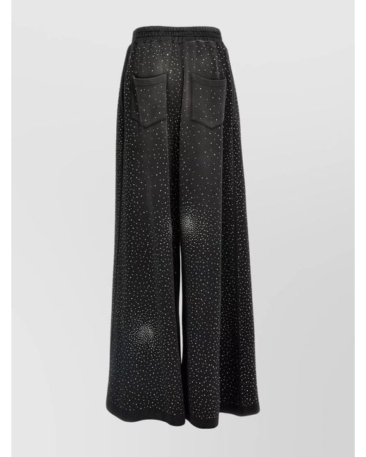 GIUSEPPE DI MORABITO Black Rhinestone Wide-Leg Trousers