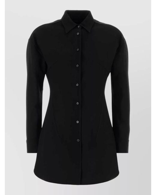 Jil Sander Black Wool Blend Shirt Tailored Collar Long Sleeves for men