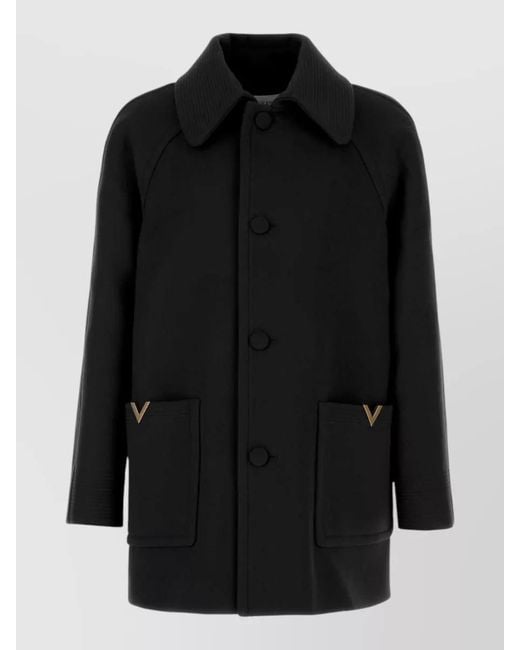 Valentino Garavani Black Virgin Wool Single Breasted Coat for men