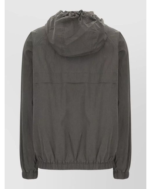 DUNST Gray Cotton Blend Hooded Jacket Elastic Cuffs Hem
