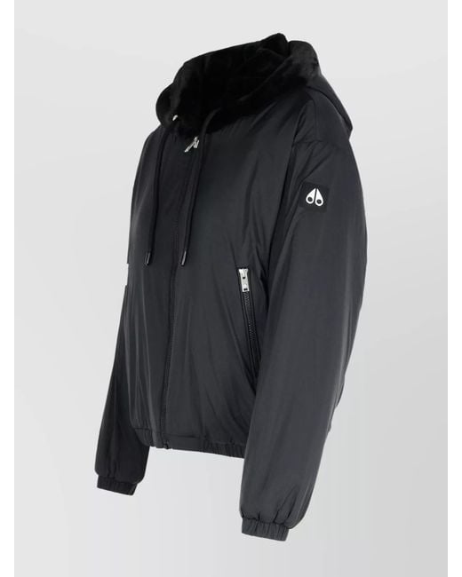 Moose Knuckles Black Reversible Hooded Faux Fur Jacket