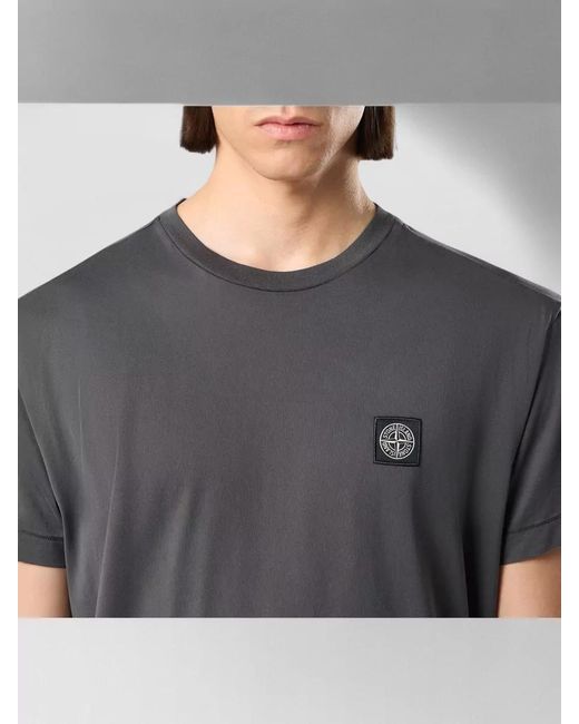 Stone Island Gray T Shirt Crew Neck Ribbed Neckline for men