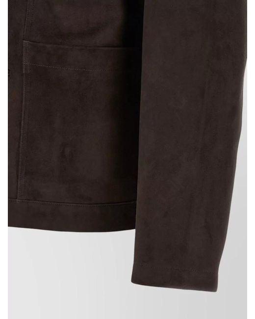 Giorgio Brato Black Fiore Suede Collared Jacket Front Pockets for men