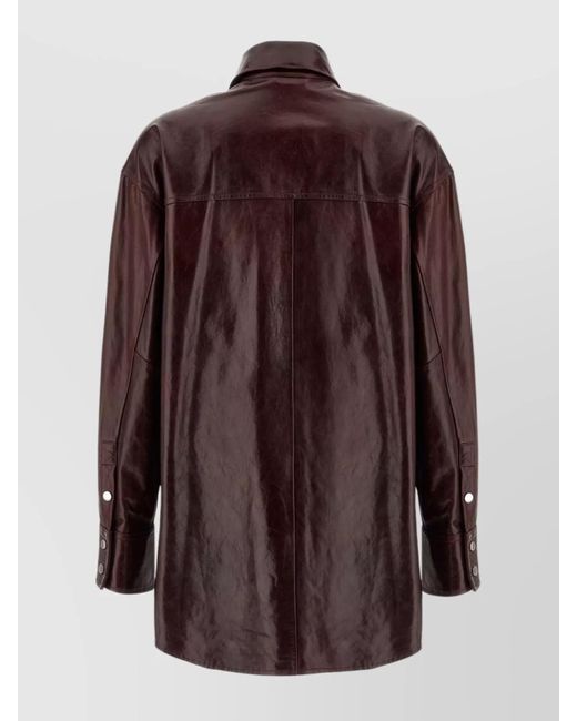 Sportmax Brown Leather Shirt