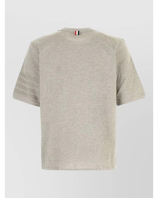 Thom Browne White Cotton Crew Neck Short Sleeve T Shirt for men