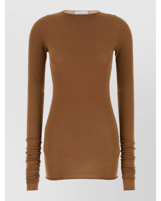 ARMARIUM Brown Viscose Blend Sita Round Neck Top