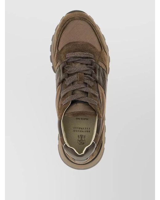 Brunello Cucinelli Brown Active Sneakers Techno Fabric Micro Sole