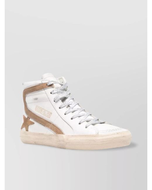 Golden Goose Deluxe Brand White Leather Panelled Hi-Top Sneakers