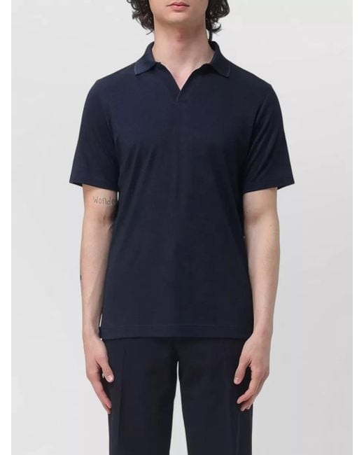 Paul & Shark Blue Cotton Lyocell Polo Shirt Short Sleeves for men
