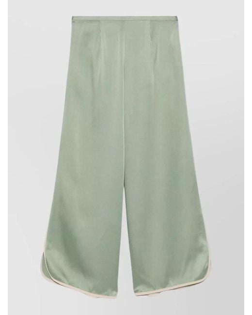 Forte_forte Green Cropped Pleated Wide-Leg Trousers