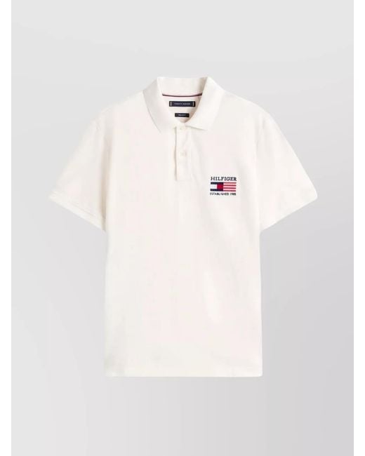 Tommy Hilfiger Natural Flag Polo Shirt With Short Sleeves And Slits for men