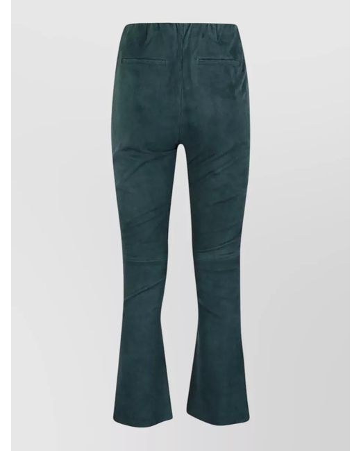 Via Masini 80 Blue Suede Cropped Flared Trousers